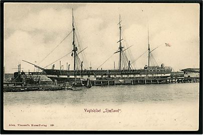 Marine. “Sjælland”, vagtskib på Holmen. A. Vincent no. 183. Kvalitet 7