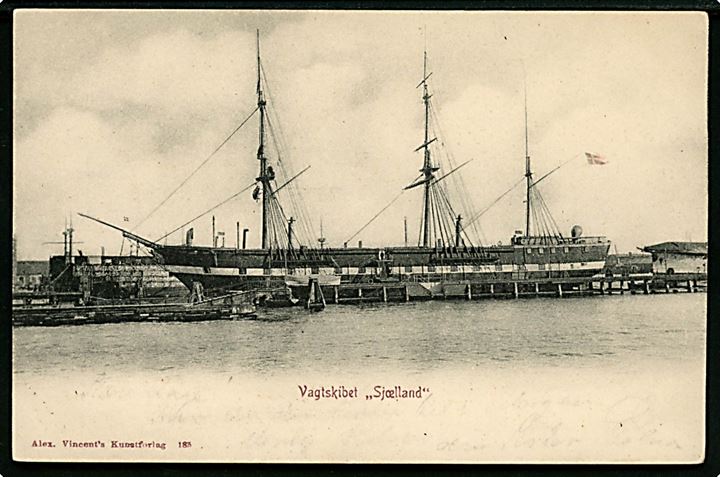 Marine. “Sjælland”, vagtskib på Holmen. A. Vincent no. 183. Kvalitet 7
