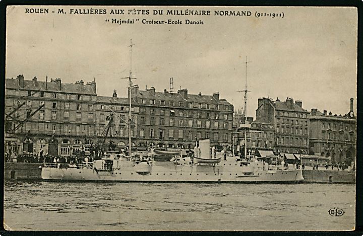 Marine. Heimdal, krydser på besøg Rouen, Frankrig til 1000 års fest for Normandiet 911-1911. E.L.D. u/no. Kvalitet 7