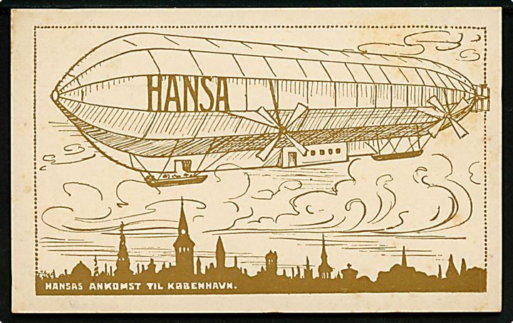 Zeppelin LZ13 “Hansa”s ankomst til Købh. Reklamekort for Thomsens Magasiner. O. Strandberg u/no. Kvalitet 8