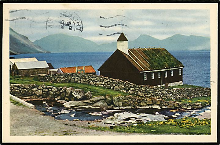 Færøerne, kirken i Funning. Stenders / H. N. Jacobsen no. 96726. 