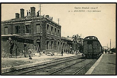 Frankrig, Aulnoye, ødelagt jernbanestation under 1. verdenskrig. No. 9.