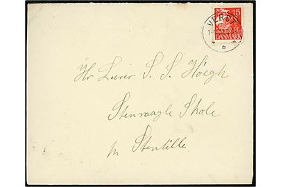 15 øre Karavel på brev annulleret med brotype IIIb Verst d. 1.11.1932 til Stenlille.