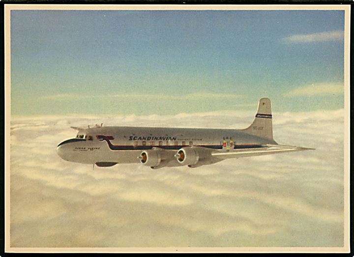 Douglas DC-6 SE-BDF Alvar Viking fra SAS. Reklamekort. 