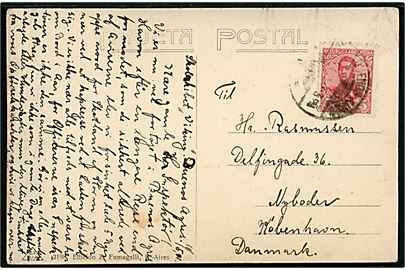 5 c. på brevkort (Buenos Aires havn) fra elev ombord på skoleskibet Viking i Buenos Aires d. 11.5.1911 til København, Danmark.