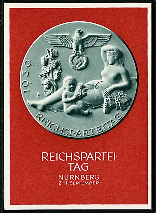 Reichsparteitag Nürnberg 2-11. September 1939. 6 pfg. illustreret helsagsbrevkort. Ubrugt.