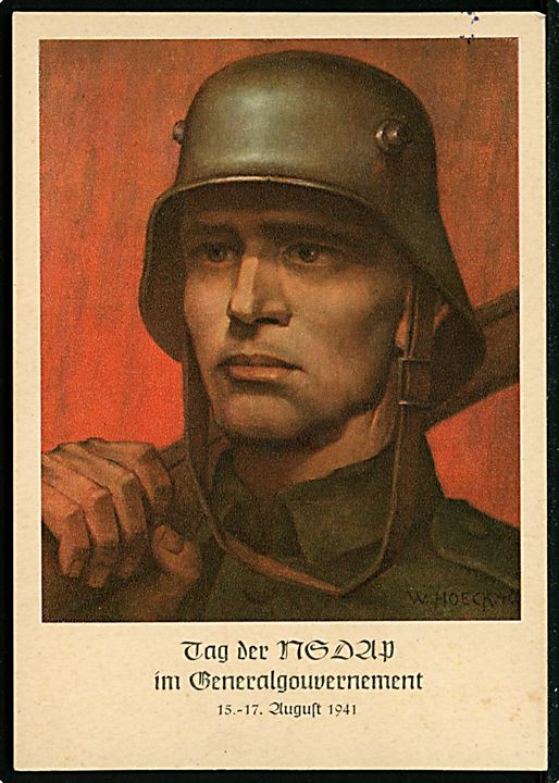 Generalgouvernement, Tag der NSDAP 15.-17. August 1941. 12 gr. frankeret uadresseret brevkort med særstempel fra Krakau d. 15-17.8.1941.