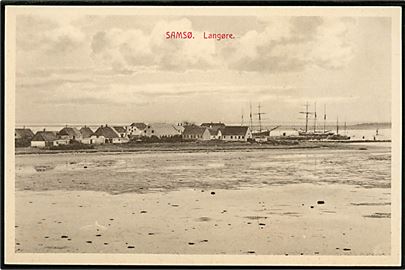 Samsø, Langøre med havn og sejlskib. C. M. Thune no. 34152.