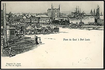  Mauritius. Port Louis, Place du Quai. Tegnet kort. 