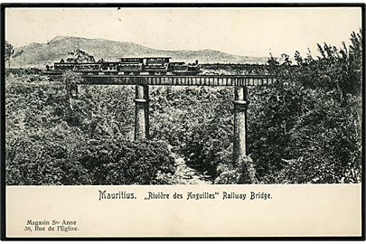Mautitius. Railway Bridge Rivière des Anguilles. Tegnet kort.