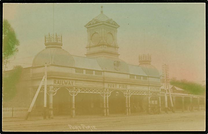 South Australien. Port Pirie jernbanestation. Fotokort u/no. 
