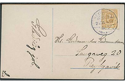 3 aur To Konger på lokalt brevkort i Reykjavik d. 24.12.1912.