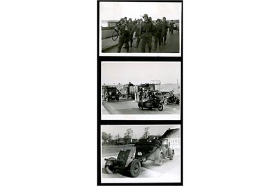 Aabenraa, tyske tropper ved besættelsen i 1940. Tre små fotografier (6x9 cm) fra Fotograf Th. Christesen.