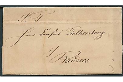 1850. Privat befordret brev med indhold dateret Hals d. 7.6.1850 til Randers. 