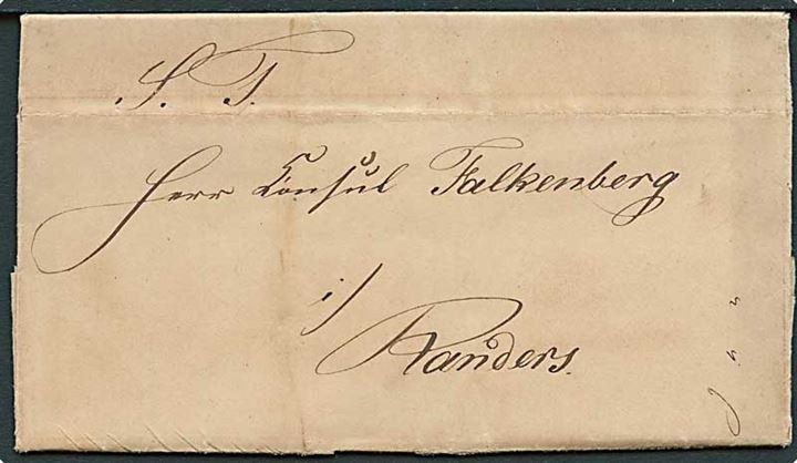 1850. Privat befordret brev med indhold dateret Hals d. 7.6.1850 til Randers. 