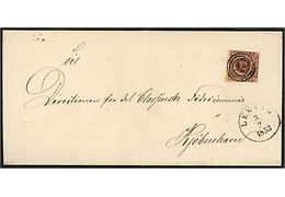 4 R. B. S. Thiele I pl. II på brev annulleret med nr.stempel 38 og sidestemplet antiqua Lemvig d. 3.2.1853 til Kjøbenhavn.