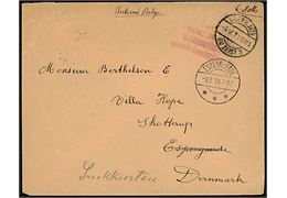 Ufrankeret interneret brev fra belgisk krigsfange i Legerplaats bij Zeist d. 6.6.1918 til Skotterup pr. Espergærde, Danmark - eftersendt til pr. Snekkersten.