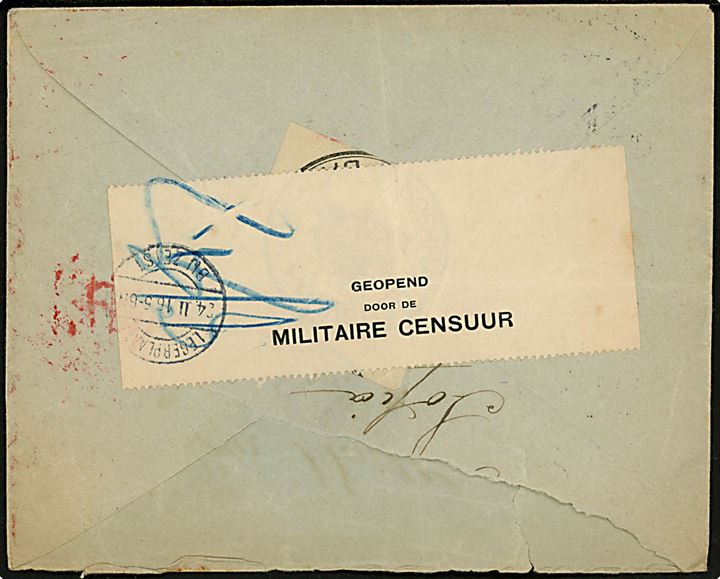 Ufrankeret krigsfangebrev fra Sofia d. 2.2.1916 til belgisk interneret i Zeist, Holland. Både rød serbisk censur fra Sofia, østrigsk censur censur og fortrykt banderole fra den hollandske militærcensur. Bagklap mgl.