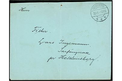 Ufrankeret indenrigsbrev fra Egedesminde d. 20.5.1950 til Sarfanguak pr. Holsteinsborg. Bagklap mgl.