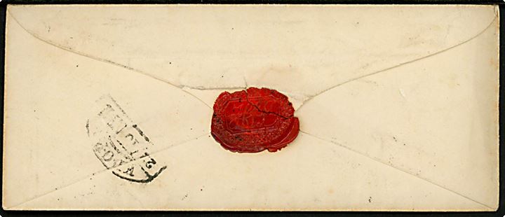 4 sk. stukken kant (klippet) på brev annulleret med nr.stempel 145 og sidestemplet antiqua Schwartau d. 21.10.1863 til Lübeck. På bagsiden ank.stemplet K.D.O.P. d. 22.10.1863.