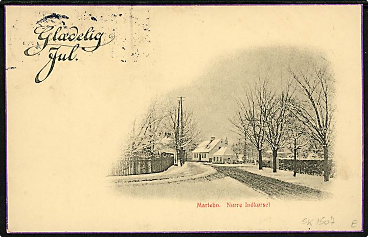 5 øre Chr. X og Julemærke 1916 på julekort annulleret med stjernestempel VESTERBORG til Saxkjøbing.