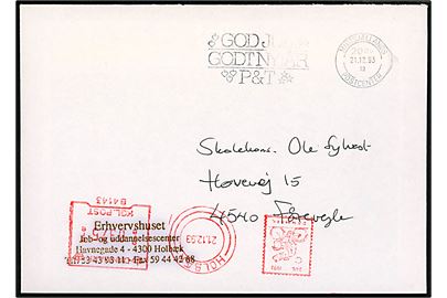 375 øre firmafranko med Julemærke 1993 på brev fra Holbæk d. 21.12.1993 til Fårevejle. 