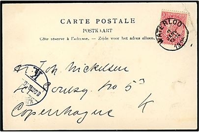 10 c. på brevkort (Napoleon ved Waterloo) annulleret Waterloo d. 8.1.1905 til København, Danmark.