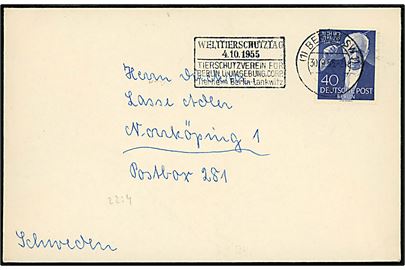 40 pfg. Richard Strauss single på brev fra Berlin SW11 d. 30.9.1955 til Norrköping, Sverige.