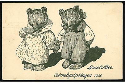 Louis Moe: Bjørne par. Børnehjælpsdagen 1908. Chr. J. Cato u/no.