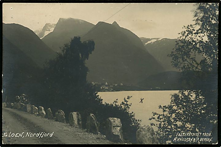 10 øre Uafhængighed på brevkort stemplet Loen i Nordfjord d. 8.7.1914 til Frankfurt, Tyskland. 