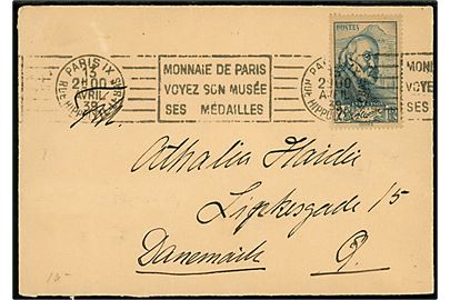 2,25 fr. Paul Cézanne på brev fra Paris d. 13.4.1939 til København, Danmark.