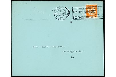 10 øre H. C. Andersen med perfin K.a.B. på firmakuvert fra Københavns almindelige Boligselskab sendt lokalt i København d. 30.10.1935.