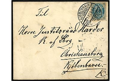 4 øre Tofarvet omv. rm. på fortrykt kuvert med monogram fra Prins Hans af Glücksburg sendt lokalt i Kjøbenhavn d. 16.1.1902 til Justitsraad Harder, Ridder af Dannebrog, Christiansborg.