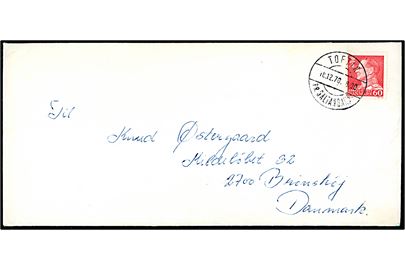 60 Fr. IX på brev annulleret med Tofir pr. Saltangara d. 18.12.1970 til Brønshøj.