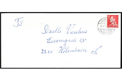60 øre Fr. IX på brev annulleret med pr.-stempel Klokkerholm pr. Hjallese d. 26.4.1972 til København.