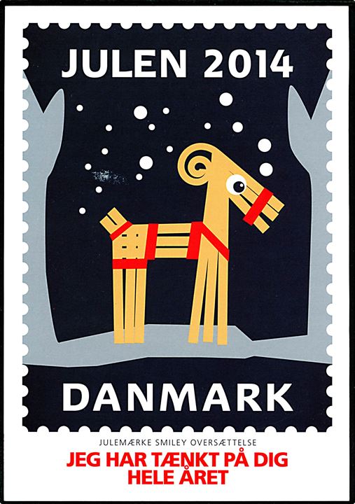 Julehilsen fra Post Danmark Frimærker med Julemærket 2014 til Middelfart.