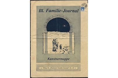 4 øre Bølgelinie annulleret brotype Ia Kjøbenhavn *B.* d. 15.12.1912 som frankering på Kunstnermappe udsendt som tillæg til Illustreret Familie-Journal Nr. 51. 