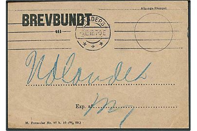 Brevbundt vignet - M. Formular Nr. 97 b. 10 (23/6 09.) stemplet Randers d. 6.12.1912 til Udlandet.