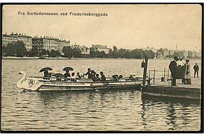 Købh., Sortedamssøen ved Frederiksborggade med rutebåd. E. H. Lorenzen & Co. no. 1.