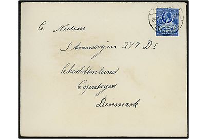 3d George V på brev annulleret med svagt stempel til Charlottenlund, Danmark.