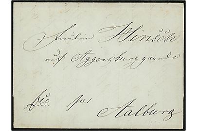 1844. Francobrev påskrevet Fco med langt indhold dateret i Hamburg d. 21.5.1844 til Aggersborggaard pr. Aalborg. Uden postale påtegninger.