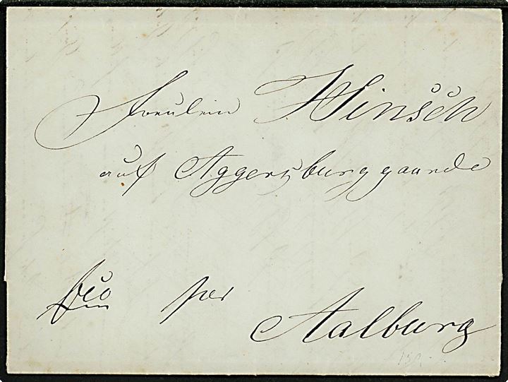 1844. Francobrev påskrevet Fco med langt indhold dateret i Hamburg d. 21.5.1844 til Aggersborggaard pr. Aalborg. Uden postale påtegninger.