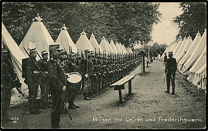 Frederiksværk. Parade i Lejren. A. Jensen no. 1273. 