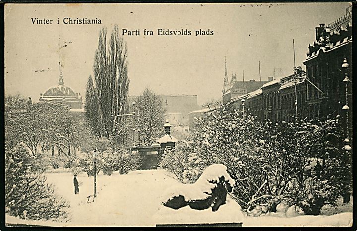 Christiania. Parti fra Eidsvolds plads ved vintertid. E.A. Schjörn no. 816.