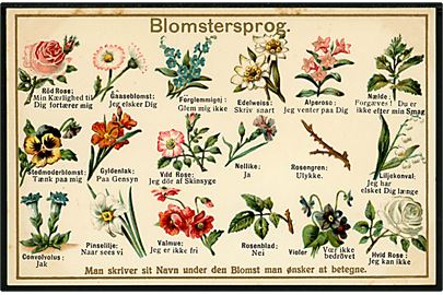Blomstersprog. Reliefkort. V. Müllers Kunstforlag no. 6617.