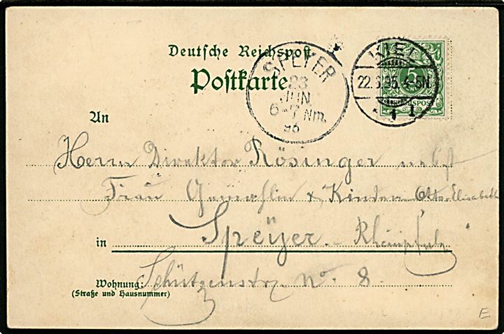 Tyskland, Gruss vom Nord-Ose-See-Kanale, Holtenauer Festplatz. Brugt d. 22.6.1895.