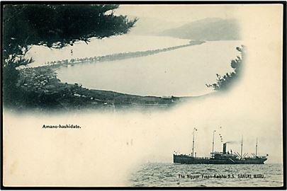 Japan, Amano Hashidate og dampskibet S/S Sanuki Maru. Sendt 1909 til Belgien.