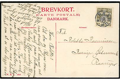 3 øre Bølgelinie på lokalt brevkort annulleret med stjernestempel RAARUP til Raarup Østermark.