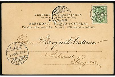 5 øre Våben på brevkort annulleret med stjernestempel NYBRO og sidestemplet Rønne d. 13.7.1904 til Slagelse.