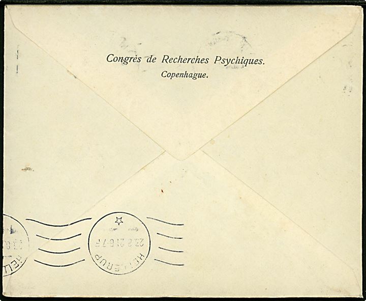 10 øre Genforening single på fortrykt kuvert fra Congrès de Recherches Psychiques sendt som tryksag fra København K. d. 22.8.1921 til Hellerup.